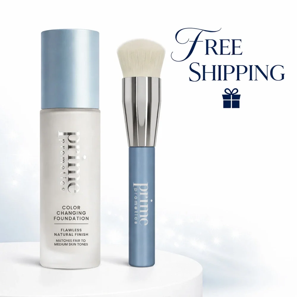 Primeskin Foundation + Brush Set Flawless Natural Finish Makeup Bundle NEW